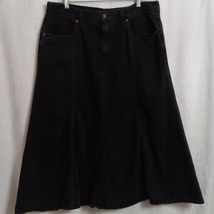 Levi's Black Denim Maxi Skirt with Leather Patch